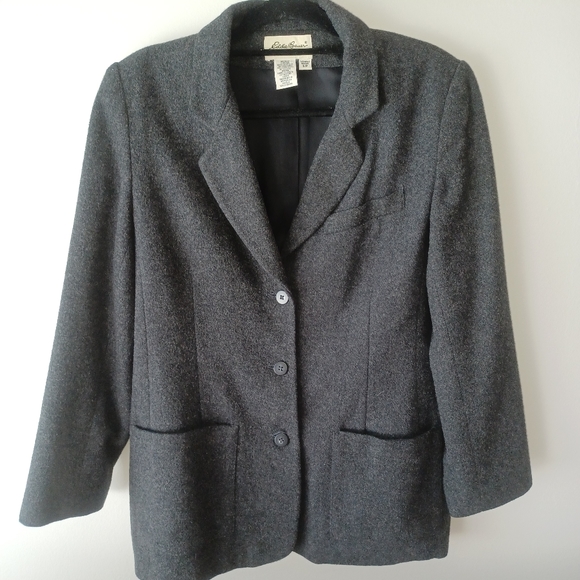 Eddie Bauer Gray Wool Blend Structured Blazer Women's Small oversized blazer - Picture 3 of 17
